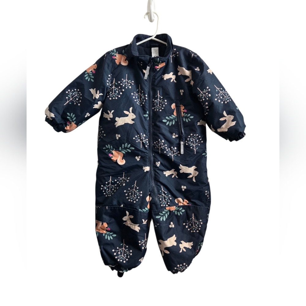 H&M Baby Unisex Water-Repellent Snowsuit Wildlife Print Bunny Squirrel 18 Month